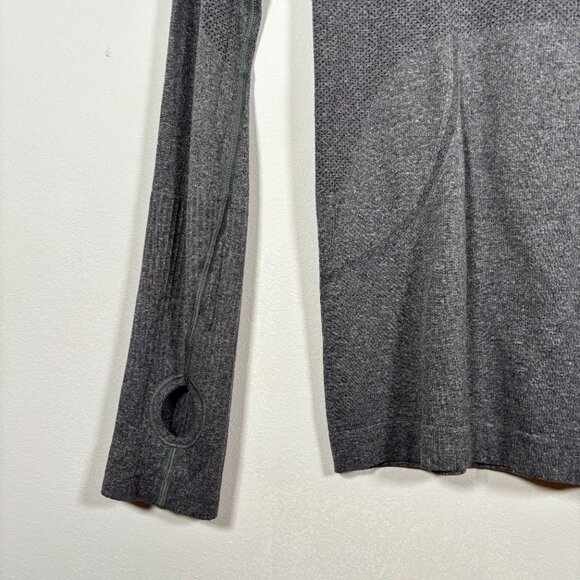 Lululemon Swiftly Tech Long Sleeve Heathered Black Running Size 4 - Picture 10 of 11